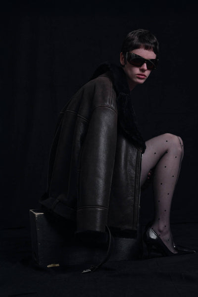 AVIATOR SHEARLING JACKET - HALFBOY - MONTONE