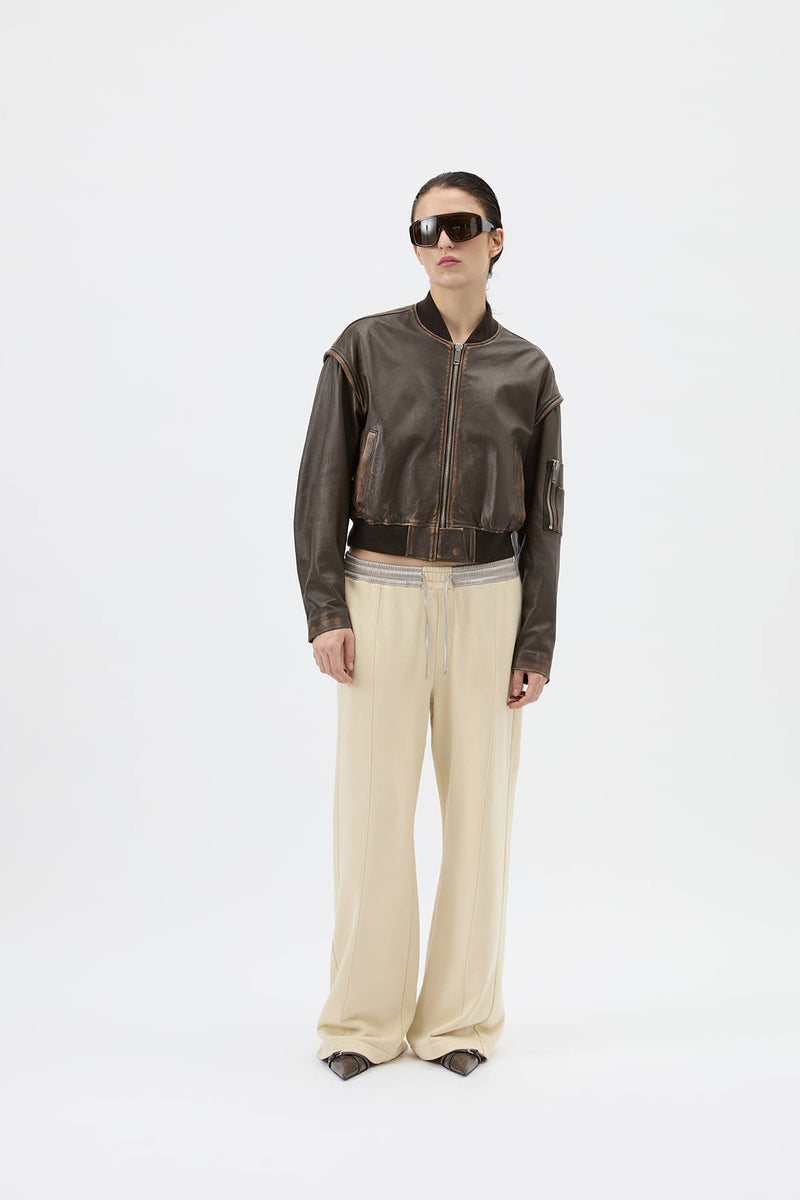 BOMBER CROP - HALFBOY - LEATHER BOMBER