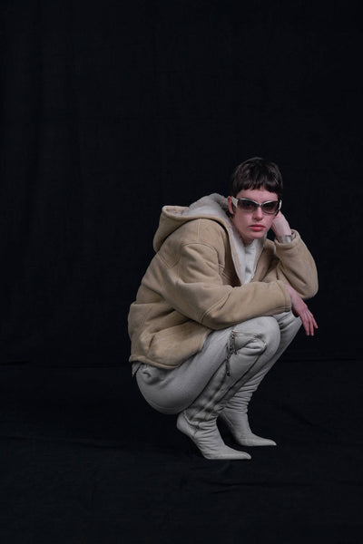 HOODIE SHEARLING BOMBER - HALFBOY - MONTONE