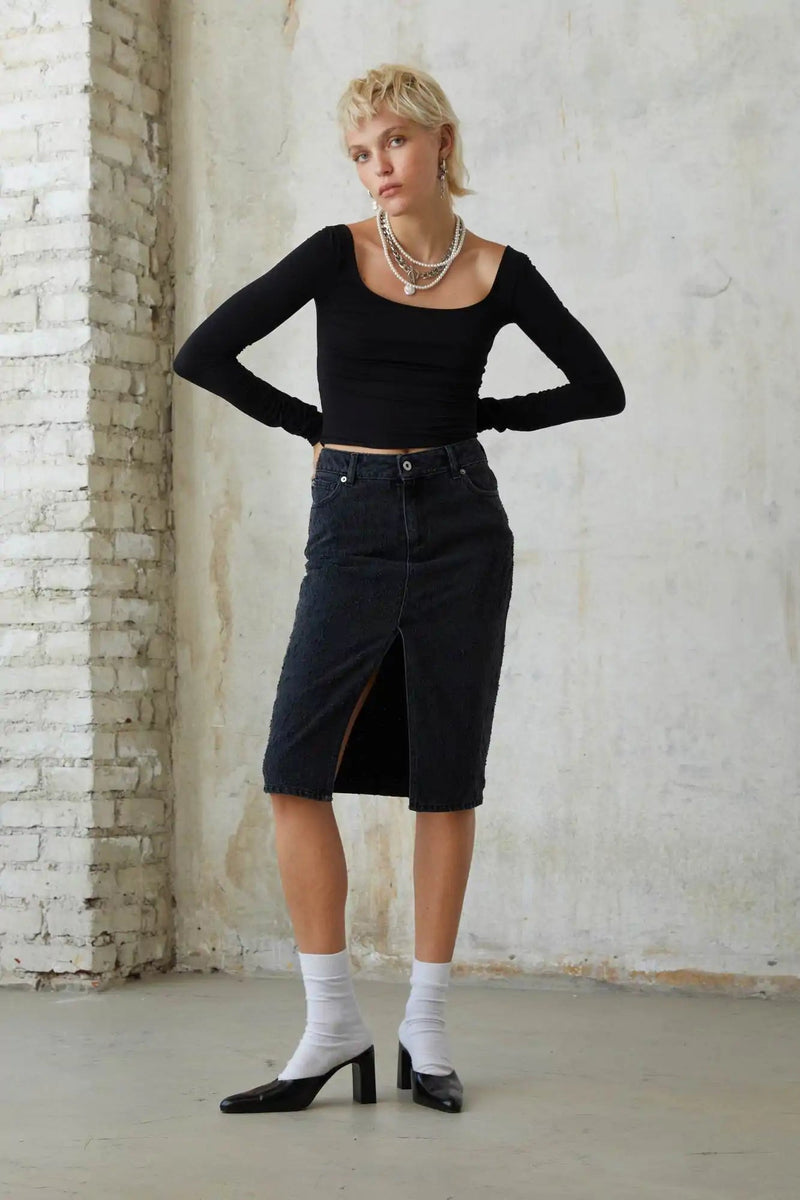 PENCIL SKIRT - HALFBOY - DENIM SKIRT